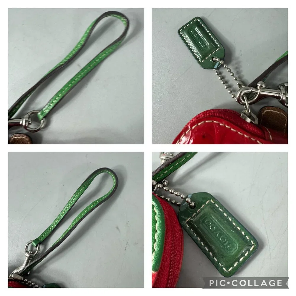 Vintage Coach Signature Red Apple Coin Purse Patent Leather Wristlet - Picture 8 of 14